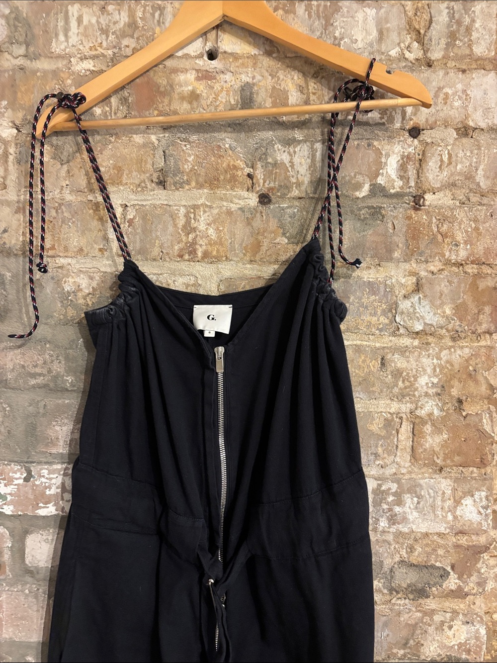 Goop Navy blue Zip-Front Jumpsuit with Adjustable Tie Straps
